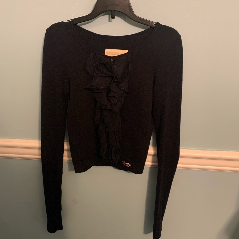 Hollister black button up top